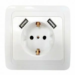 РОЗЕТКА 2М С/З, USB "CLASSICO" БЕЛ.(2047) — изображение 1