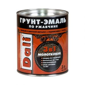 Грунт-эмаль по ржавч.молотковая (серебристый) 2л/3"DALI" — изображение 1