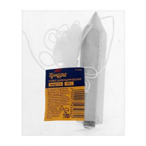 Отвес цилиндрический ТУНДРА, шнур 5 метров, 100 г — изображение 1