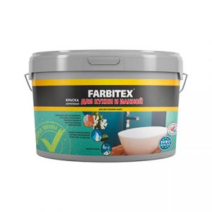 КРАСКА АКРИЛ."FARBITEX"  Д/КУХНИ И ВАННОЙ 3КГ — изображение 1