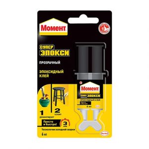 КЛЕЙ МОМЕНТ "СУПЕР ЭПОКСИ ПРОЗР."(шприц) 6мл. (804437) — изображение 1