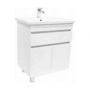 Тумба напольная с раковиной SMART 1 60 1ящ+2дв белый (умыв.COMO) — изображение 1