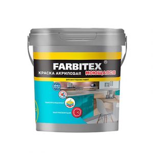 КРАСКА АКРИЛ."FARBITEX" МОЮЩАЯСЯ 1,1КГ — изображение 1