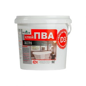 КЛЕЙ ПВА ЭКСТРА ВЛАГОСТОЙКИЙ ECOLUX D-3 1КГ — изображение 1