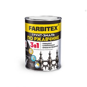 Грунт-эмаль по ржавчине 3в1 черная  0,8кг FARBITEX — изображение 1