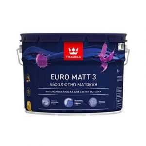 Краска интерьер Tikkur EURO MATT 3 (A) гл/мат 9л — изображение 1