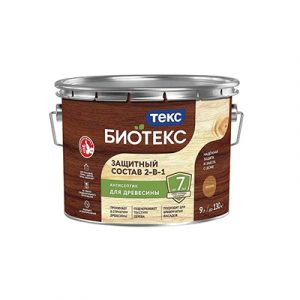 ТЕКС Защитный состав 2-в-1 Биотекс Махагон 9,0л — изображение 1