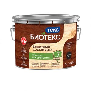ТЕКС Защитный состав 2-в-1 Биотекс морен.дуб 9,0л — изображение 1