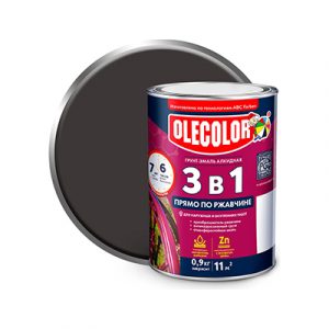 ГРУНТ-ЭМАЛЬ ПО РЖАВЧИНЕ 3в1 Ole Color 0,9кг ЧЕРНАЯ — изображение 1