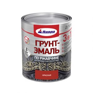 Грунт-эмаль Диола Д-520  3в1 по ржавчине красная 0.8 кг/14 — изображение 1