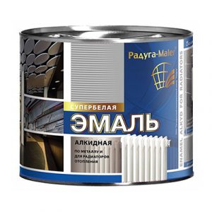 ЭМАЛЬ АЛКИД. "Радуга" Д/РАДИАТОРОВ 0,9кг БЕЛАЯ — изображение 1