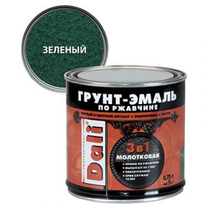 Грунт-эмаль по ржавч.молотковая(зеленый) 0,75л/6 "DALI" — изображение 1