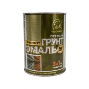 ГРУНТ-ЭМАЛЬ ПО РЖАВЧИНЕ 3В1 "РАДУГА" 0,9кг ЧЕРНАЯ — изображение 1