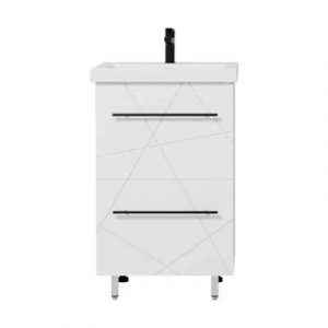 Тумба-умыв. 50 Геометрия БЕЛЫЙ ГЛЯНЕЦ(умыв Como50) — изображение 1