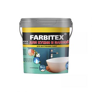 КРАСКА АКРИЛ."FARBITEX" Д/КУХНИ И ВАННОЙ 1,1КГ — изображение 1