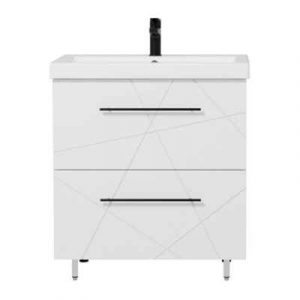 Тумба напольная с раковиной ГЕОМЕТРИЯ 80 белый глянец(умыв.Como) — изображение 1