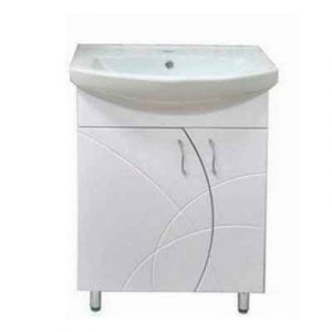 Тумба напольнас раковиной ТУРИН 55 белый глянец(умыв.Элеганс) — изображение 1