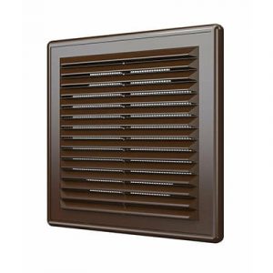 Решетка вентиляционная 170*170 разъемная с москитной сеткой коричневая — изображение 1
