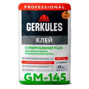 Клей для кафеля Суперполимер PLUS PRO GM-145 25кг, Геркулес — изображение 1