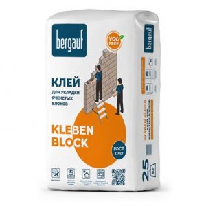 Клей для ячеистых блоков Kleben Block 25кг, Бергауф — изображение 1