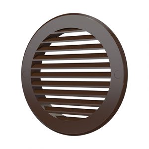 Решетка вентиляционная круглая с сеткой D125 с фланцем коричневая — изображение 1