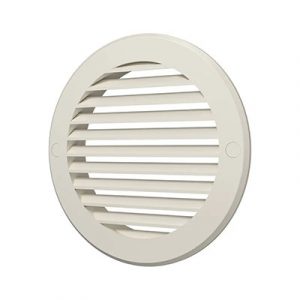 Решетка вентиляционная круглая с сеткой D125 с фланцем слоновая кость — изображение 1