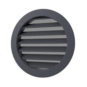 Решетка вентиляционная круглая с сеткой D150 с фланцем графит — изображение 1