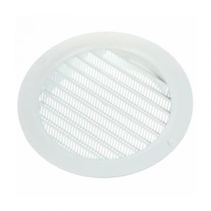 Решетка вентиляционная круглая с сеткой D125 с фланцем белая — изображение 1