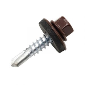 Саморез кровельный 5,5*25 RAL 8017 шоколад-коричневый (1КГ) по металл — изображение 1