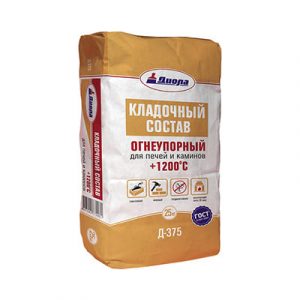 Кладочный состав для печей и каминов "+1200С°" Д-375 25кг, Диола — изображение 1