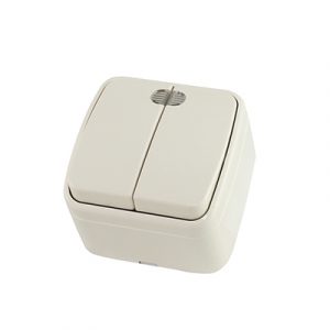 Выключатель накладной 2кл. слоновая кость с индикатором "ДАЧА" — изображение 1