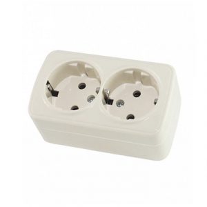 Розетка накладная 2м. слоновая кость з/к "ДАЧА" — изображение 1