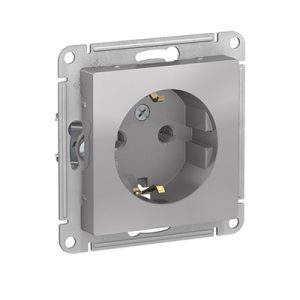 Механизм розетки 1м. алюминий с/з "ATLAS" — изображение 1