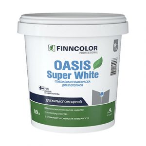 Краска для потолка Oasis Super White белая гл/мат 0,9л — изображение 1