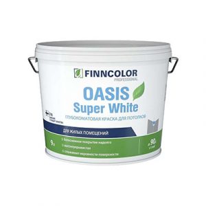 Краска для потолка Oasis Super White белая гл/мат 9л — изображение 1