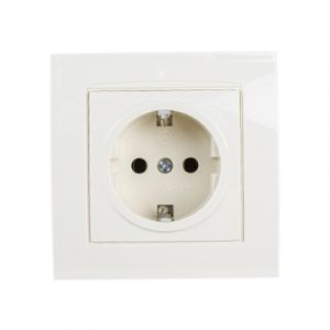 Розетка врезная 1м. с/з кремовый "БРИЛЛИАНТ" — изображение 1