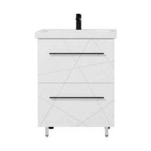 Тумба напольная с раковиной ГЕОМЕТРИЯ 60 белый глянец(умыв.Como) — изображение 1