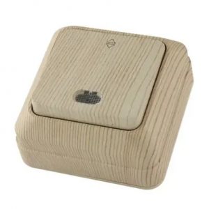 Выключатель накладной 1кл. с индикатором сосна Ладога проходной "TDM" — изображение 1