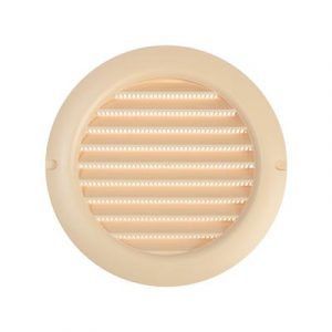 Решетка вентиляционная круглая с сеткой D150 с фланцем слоновая кость — изображение 1