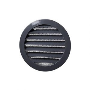 Решетка вентиляционная круглая с сеткой D125 с фланцем графит — изображение 1