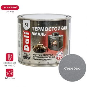 Эмаль термостойкая "DALI" 0,4 л - серебро — изображение 1