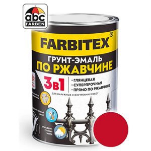 Грунт-эмаль по ржавчине 3в1 FARBITEX красная 1,8кг/6 — изображение 1