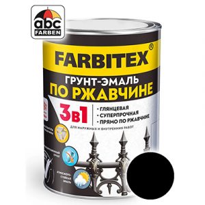 Грунт-эмаль по ржавчине 3в1 FARBITEX черная 1,8кг/6 — изображение 1