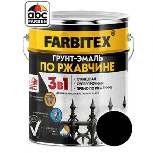 Грунт-эмаль по ржавчине 3в1 FARBITEX черная 5кг/4 — изображение 1