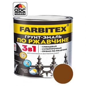 Грунт-эмаль по ржавчине 3в1 FARBITEX шоколадная 1,8кг/6 — изображение 1