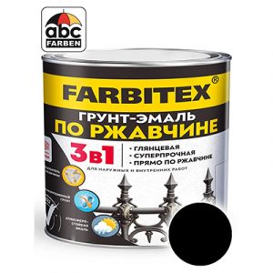 Грунт-эмаль по ржавчине 3в1 FARBITEX черная 10кг/1 — изображение 1