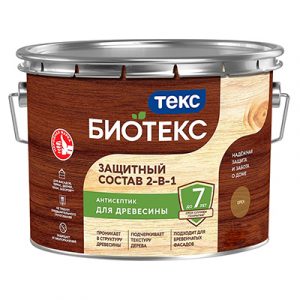 Защитный состав 2-в-1 Биотекс орех 9,0л — изображение 1
