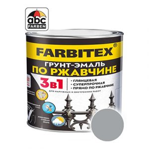 Грунт-эмаль по ржавчине 3в1 светло-серая 7004 1,8кг FARBITEX — изображение 1