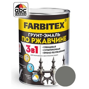 Грунт-эмаль по ржавчине 3в1 серая 1,8кг FARBITEX — изображение 1