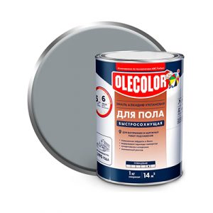 Эмаль д/пола а/у быстрос OLECOLOR Серая 0,8кг (6ч) — изображение 1